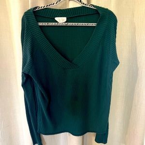 Anthropology v-neck waffle knit long sleeve shirt